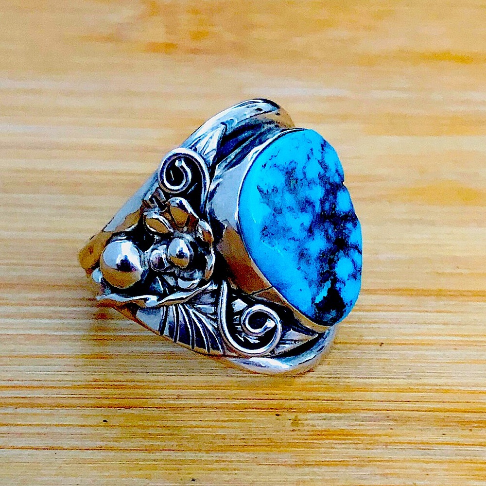 $98 Native American Southwest Artisan Estate Turquoise Ring Sterling Silver - Picture 1 of 11